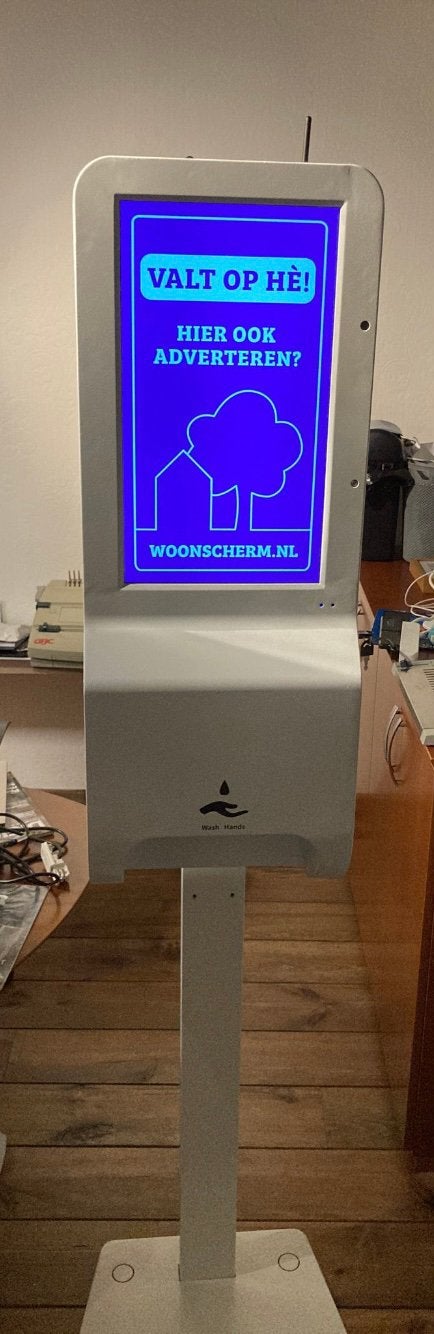Digital signage reclamescherm desinfectiezuil, Audio, Tv en Foto, Professionele Audio-, Tv- en Video-apparatuur, Ophalen, Zo goed als nieuw