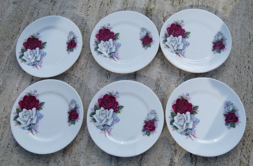 9 x Engelse Queen Anne Rode ROOS Set, Huis en Inrichting, Keuken | Servies, Nieuw, Ophalen of Verzenden, Overige stijlen, Wedgwood