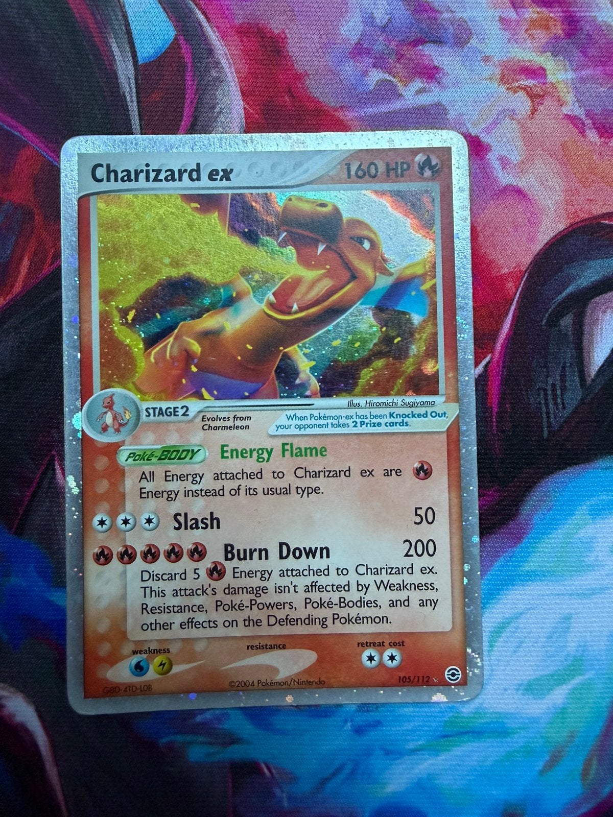 Pokémon Card – Charizard – 105/112 Holo Rare, Ophalen of Verzenden, Zo goed als nieuw