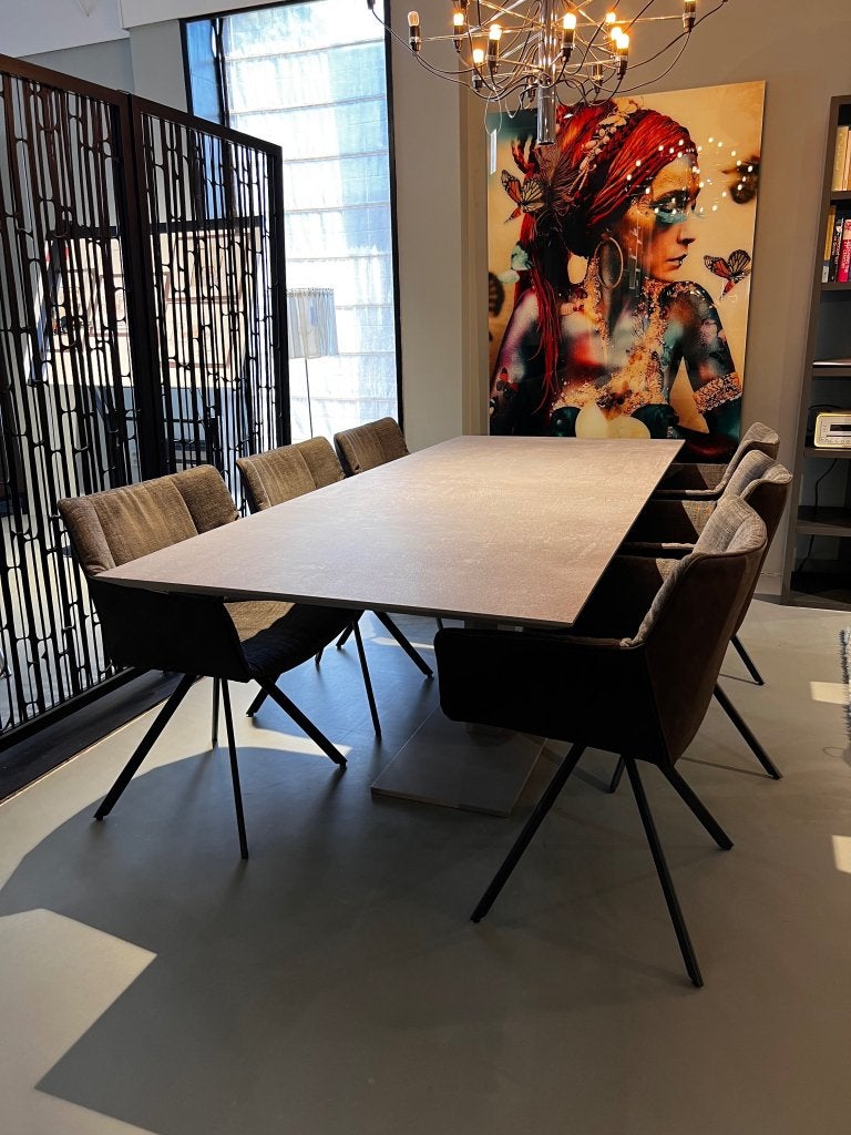 Metaform Carré eettafel | keramiek Beton grijs, Niet ingevuld, 100 tot 150 cm, Niet ingevuld, Nieuw