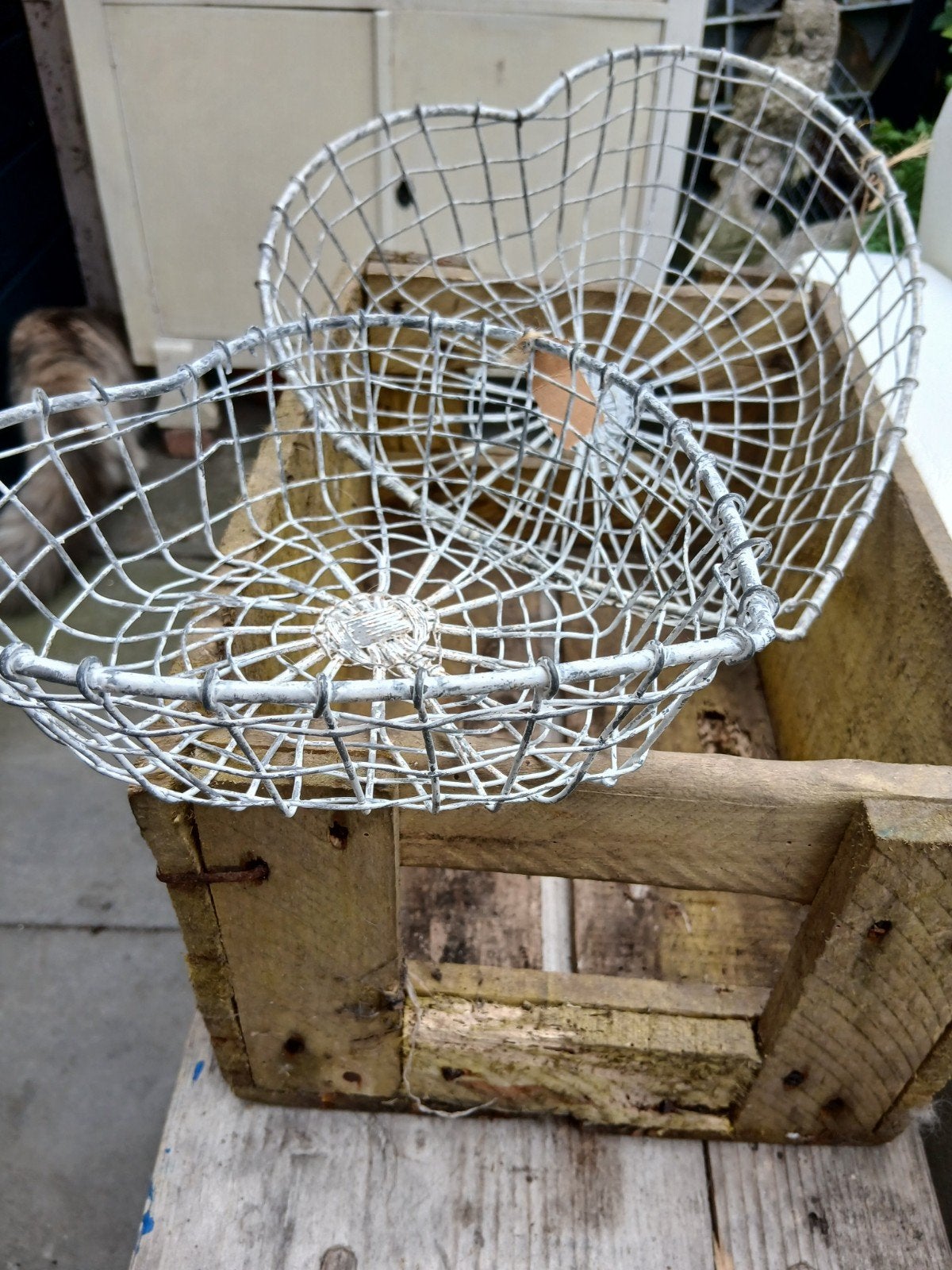 Set hartvormige draadijzer mandjes, Antiek en Kunst, Curiosa en Brocante, Ophalen of Verzenden