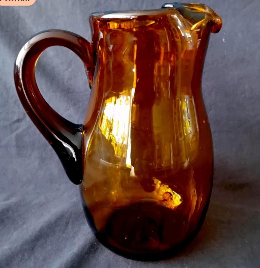 Authentieke amberkleurige  schenkkan-1950, Ophalen of Verzenden