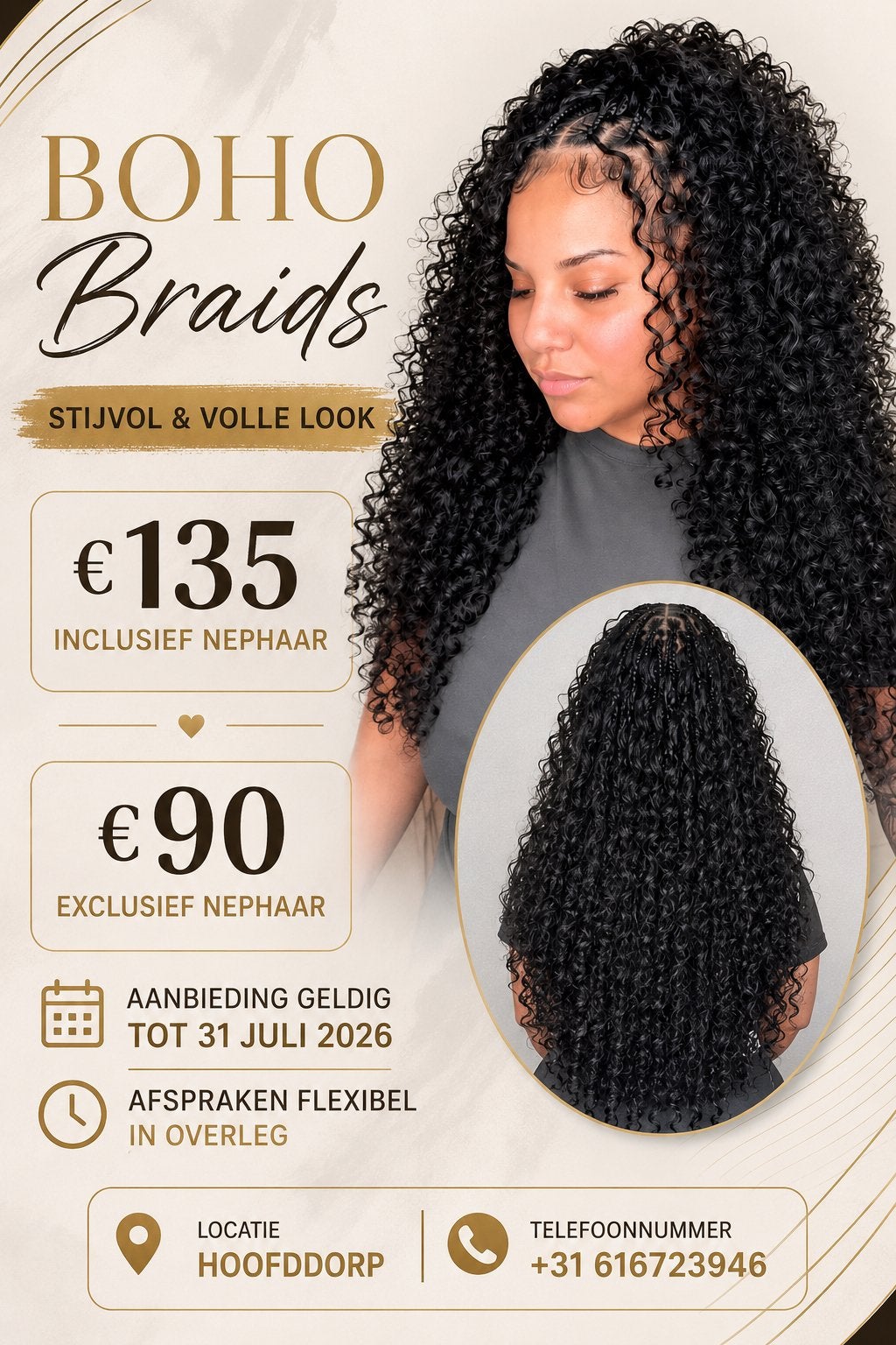 Full boho braids, Ophalen of Verzenden, Zo goed als nieuw
