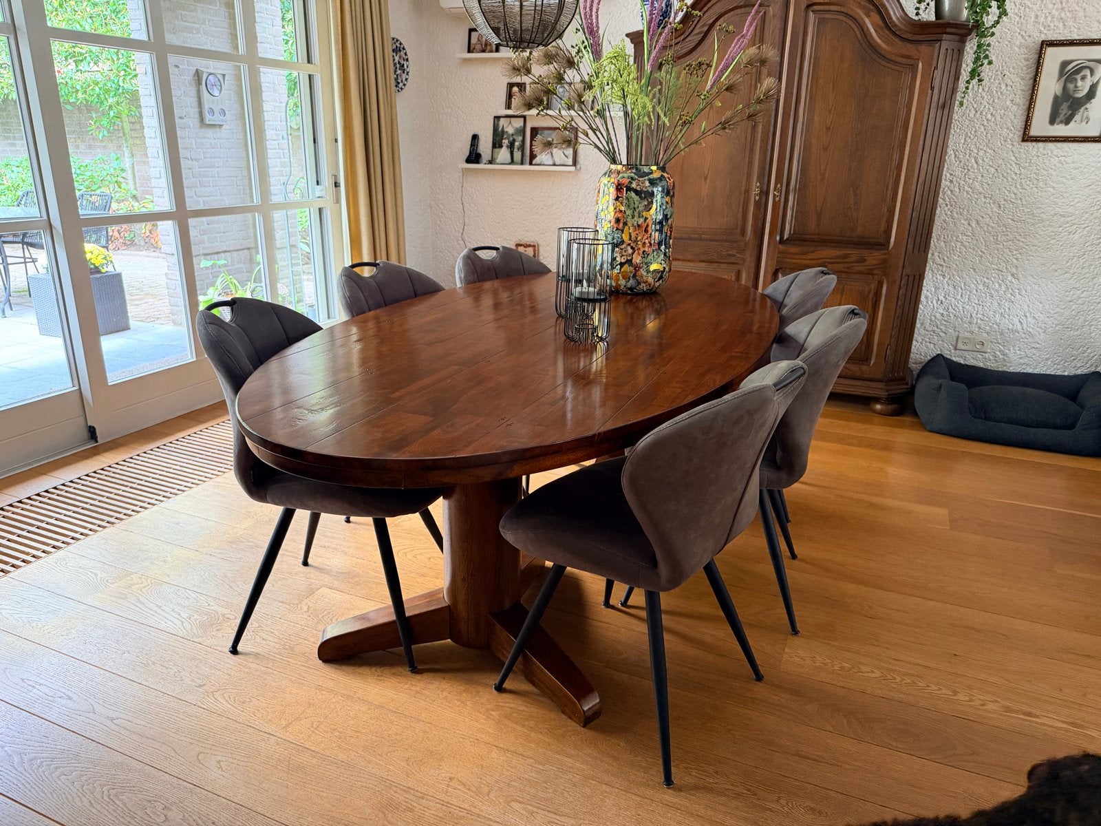 Prachtige ovale mahonie houten eettafel 120x240, Gebruikt, 100 tot 150 cm, 200 cm of meer, Ophalen of Verzenden