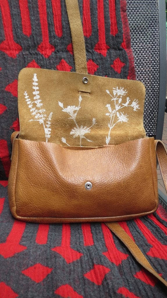 Keecie leren tas, Picking Flowers Medium, Cognac used look, Verzenden, Gebruikt, Bruin, Schoudertasje