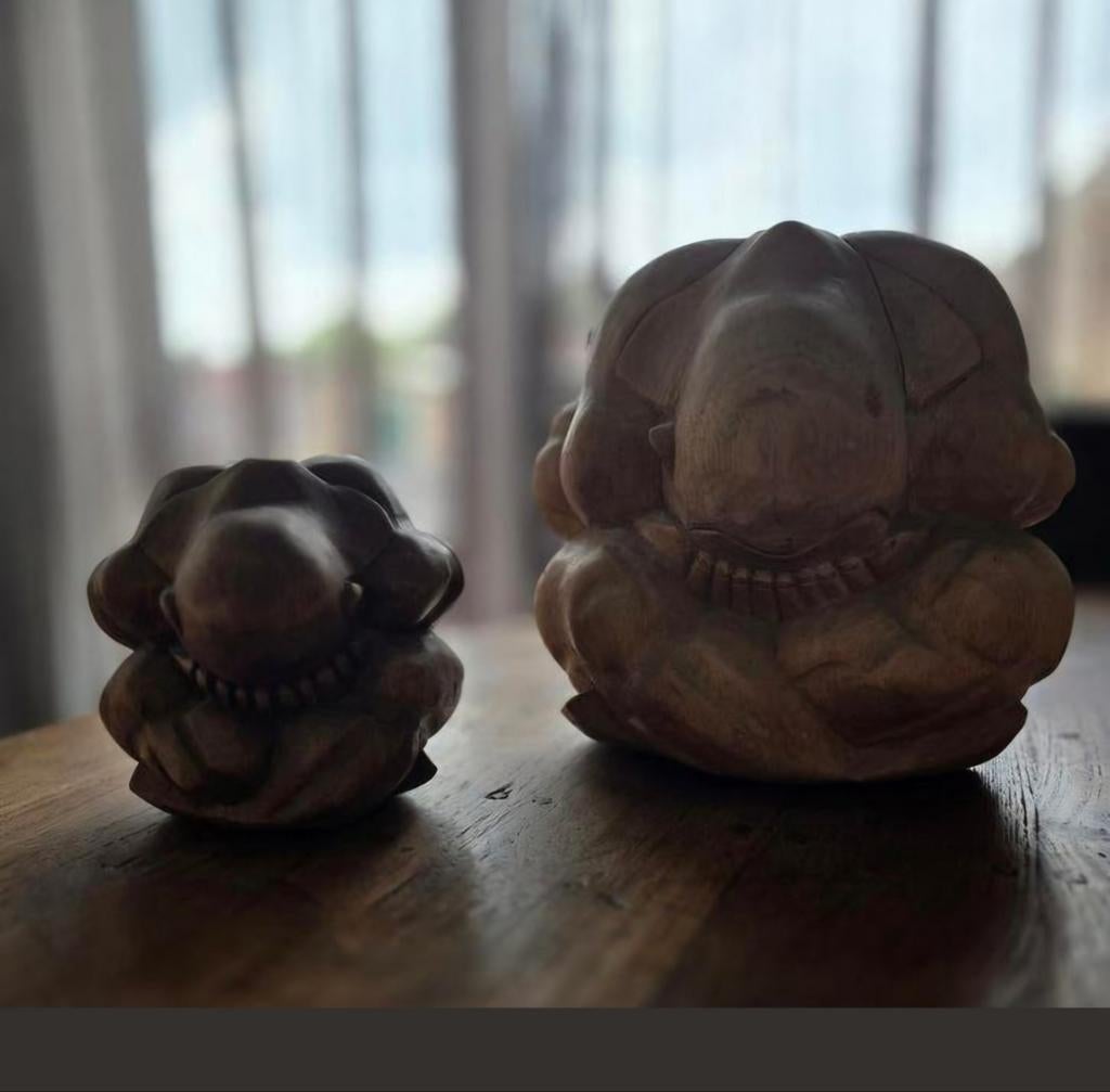 2 stuks Orang Malu, Yogiman of Huilende Boeddha beelden HOUT, Ophalen of Verzenden