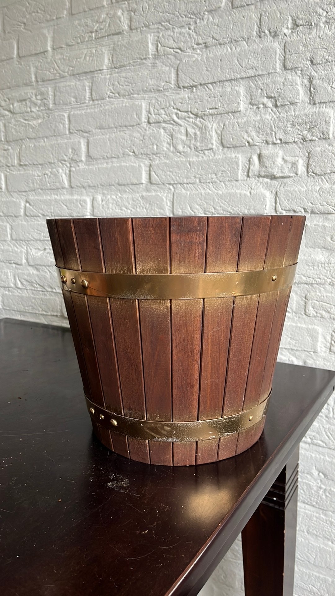 IKEA OGENMELON houten plantenpot, Tuin en Terras, Ophalen, Zo goed als nieuw, Rond, Minder dan 25 cm