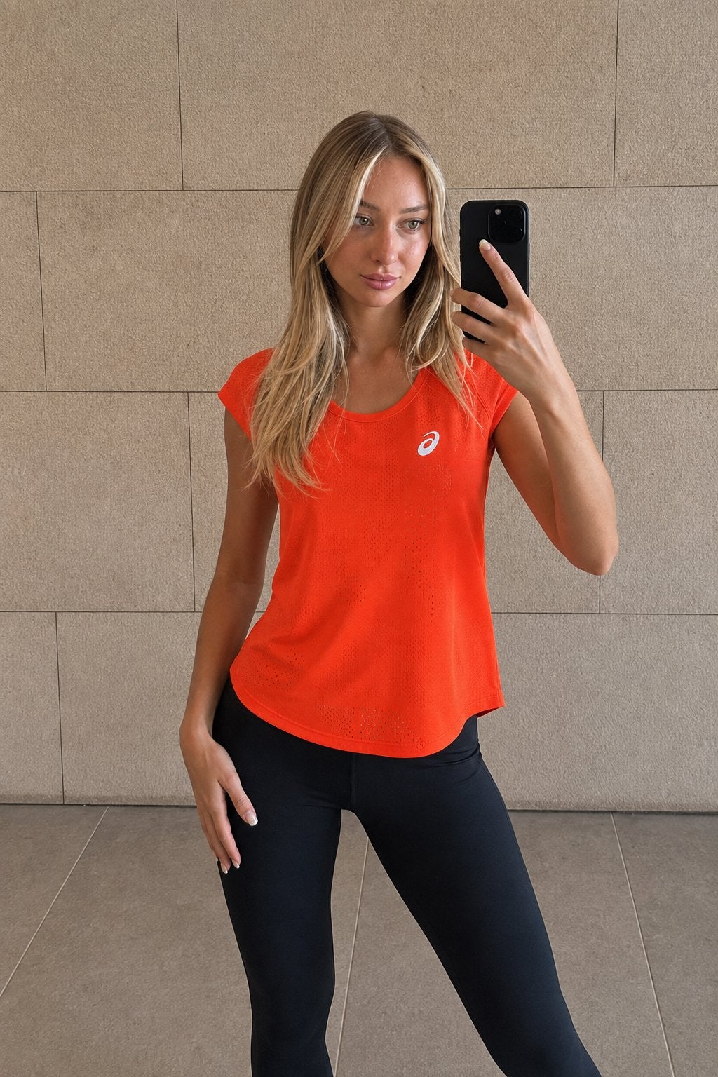 Asics hardloopshirt oranje - Zo goed als nieuw, Oranje, Ophalen of Verzenden, Zo goed als nieuw, Hardlopen of Fietsen