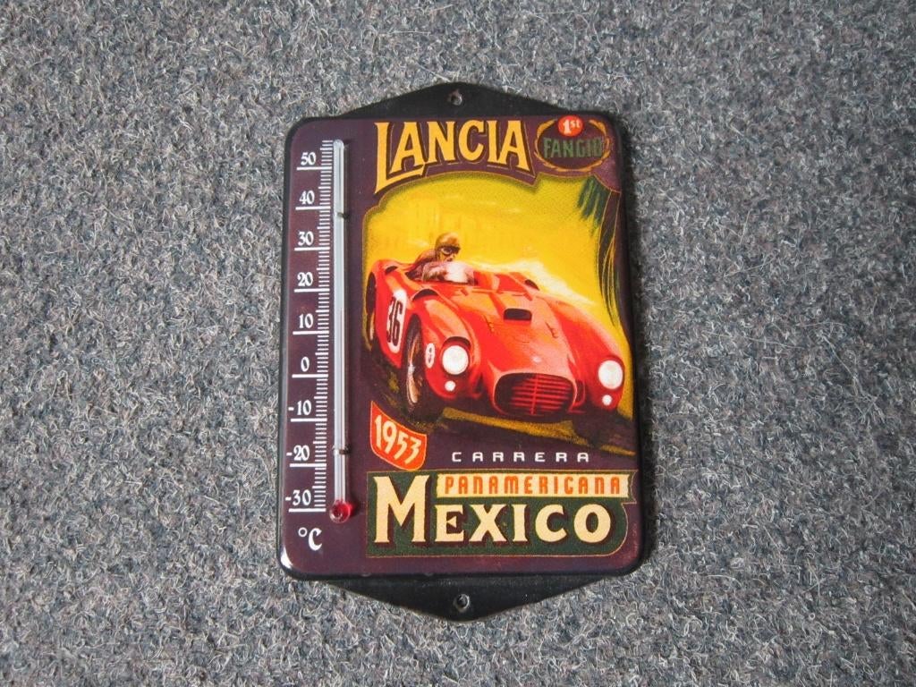 LANCIA EMAILLE THERMOMETER, Verzamelen, Merken en Reclamevoorwerpen, Ophalen, Zo goed als nieuw, Reclamebord