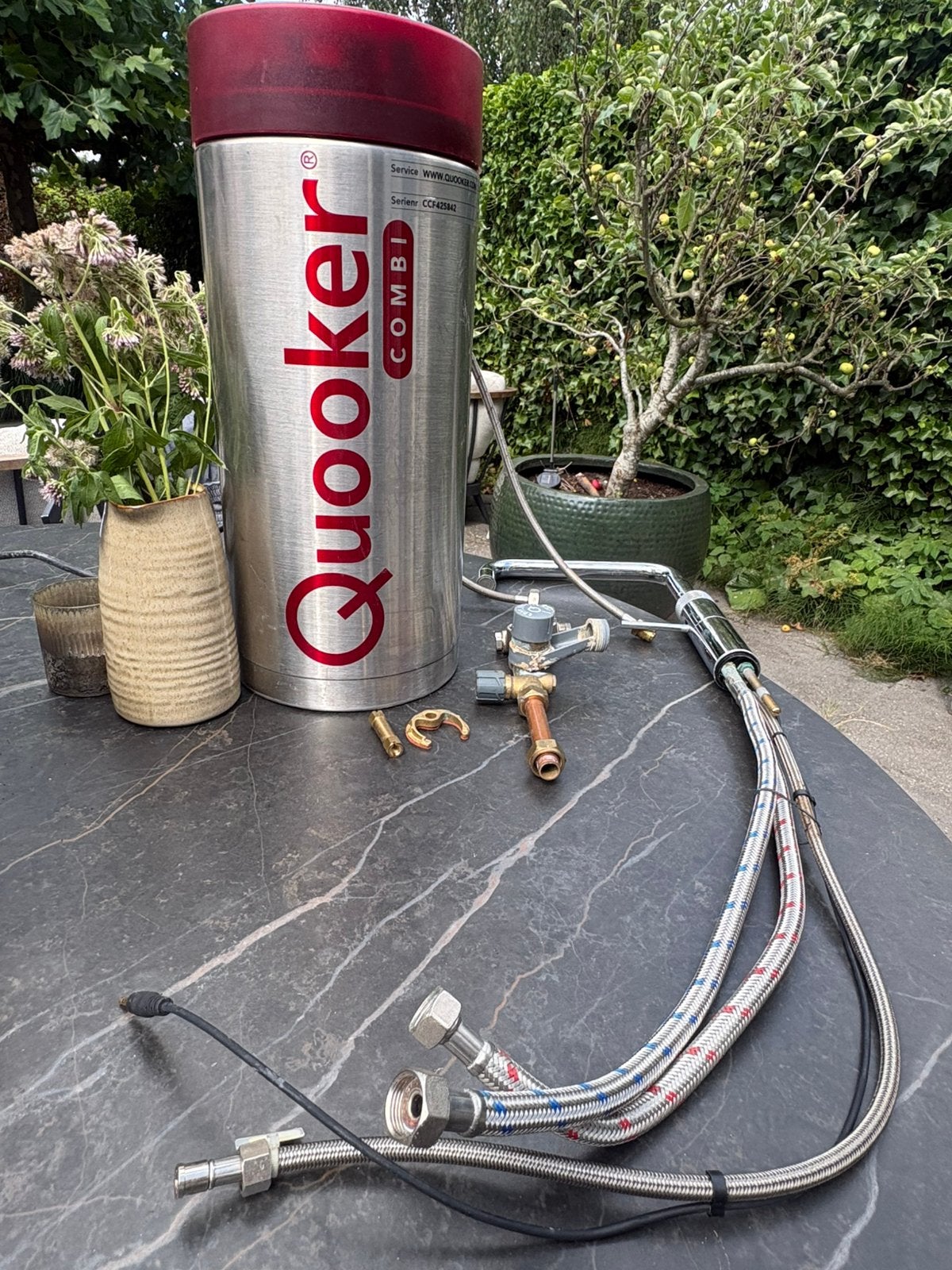Quooker Fusion Square Chroom + COMBI Reservoir (7L), Minder dan 20 liter, Ophalen, Gebruikt, Boiler