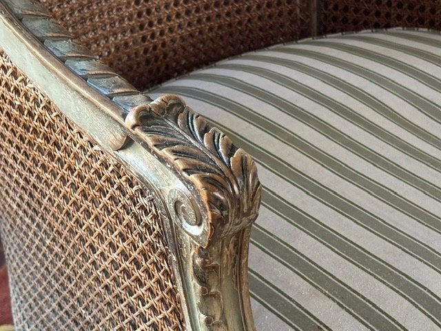 Antieke Franse Louis XV stijl rotan fauteuil, Ophalen