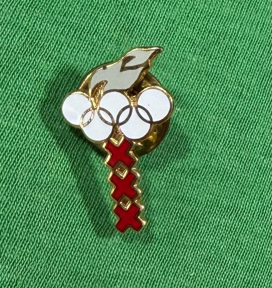 Pin olympische spelen Amsterdam emaille, Ophalen of Verzenden, Zo goed als nieuw, Sport
