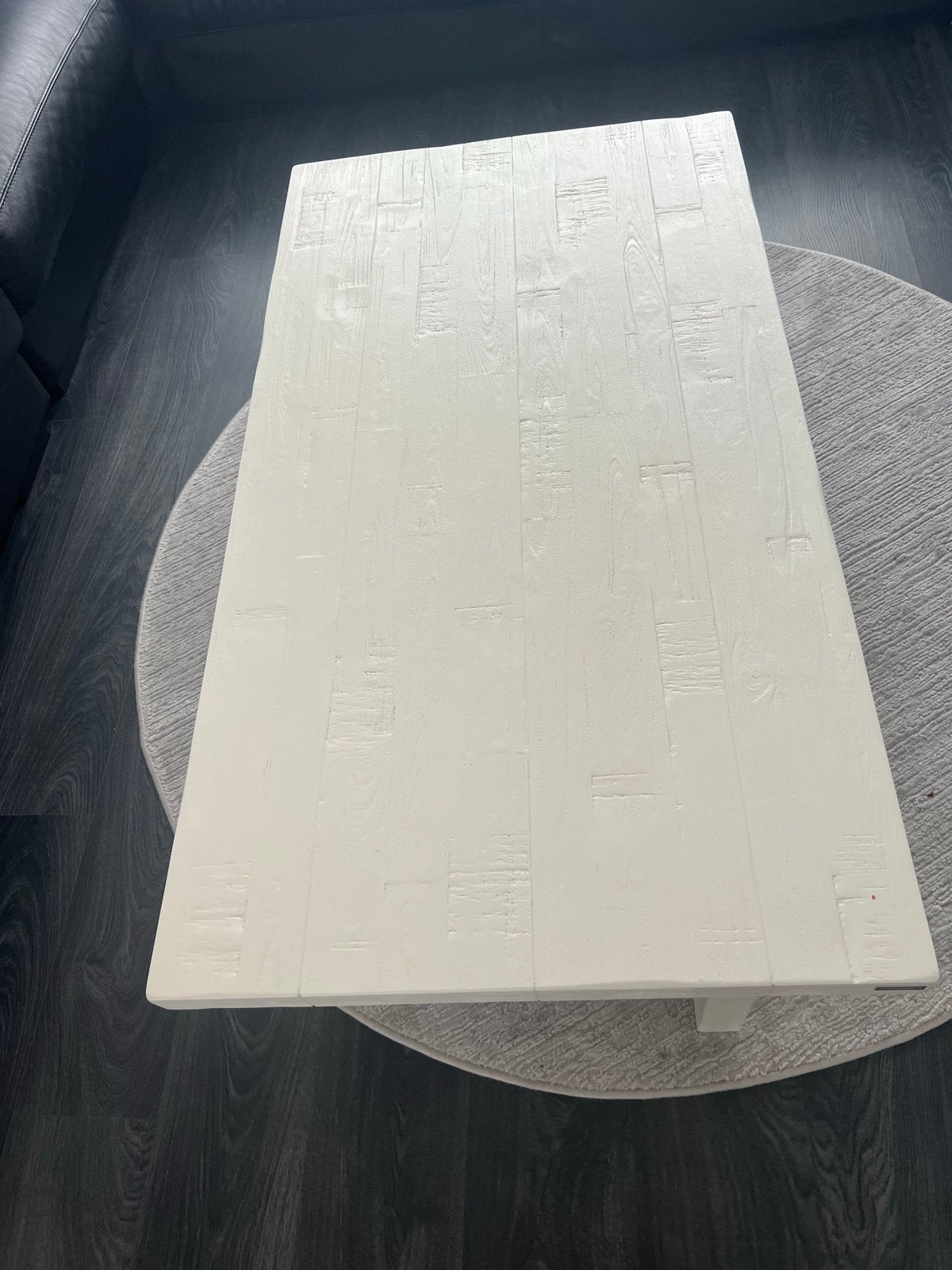 Witte salontafel, robuust en stijlvol, 100 tot 150 cm, Ophalen of Verzenden, Zo goed als nieuw, 150 tot 200 cm