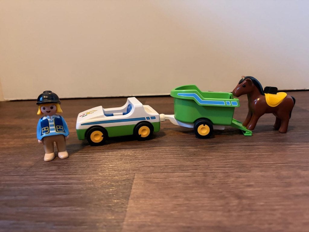 Playmobil Junior 123 Wagen met paardentrailer, Ophalen of Verzenden, Gebruikt