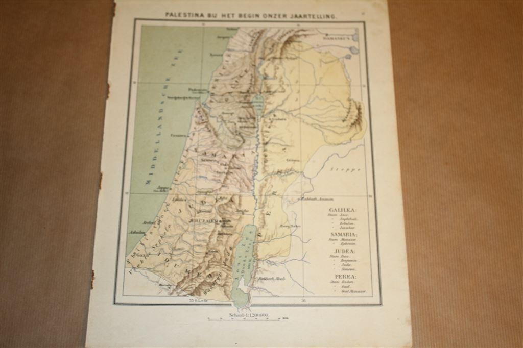 Antieke kaart - Palestina - Circa 1920, Gelezen, Ophalen of Verzenden, Landkaart, 1800 tot 2000
