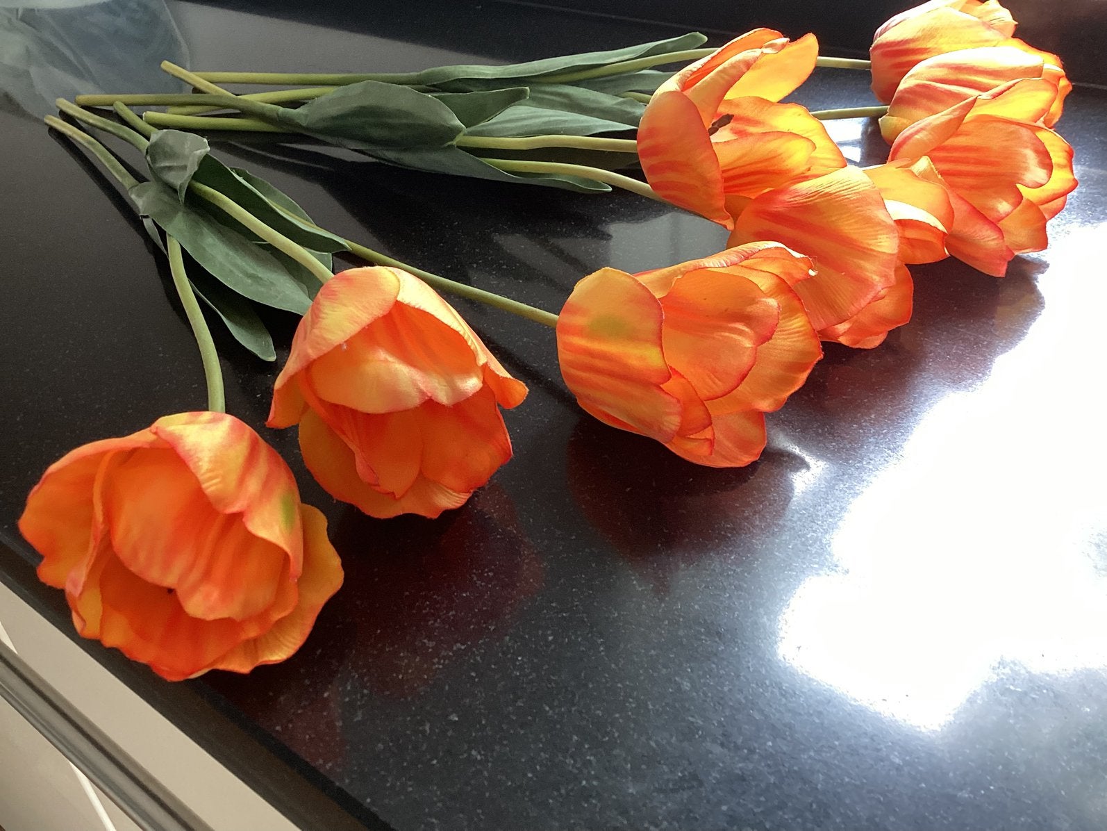 Hele mooie zijden tulpen 16 stuks., Binnen, Kunstbloem, Ophalen of Verzenden, Onderhoudsvrij