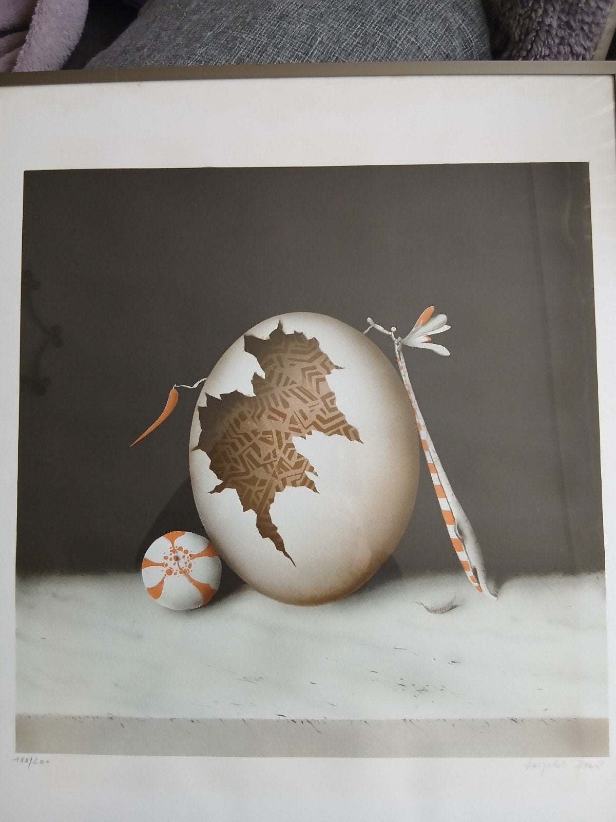 Leopold Peer surrealistische abstracte prent gesigneerd, Ophalen of Verzenden, 61 cm, 51 cm, Genummerd