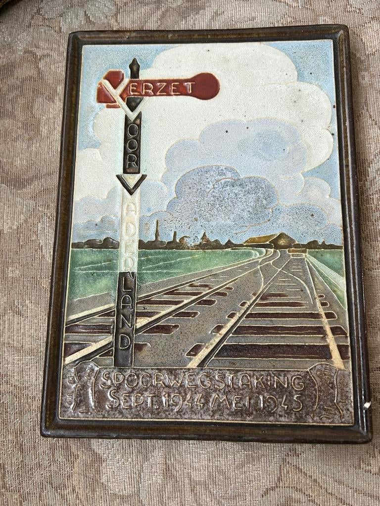 Porseleinen cloisonné-tegel WOII-SERIE, Antiek en Kunst, Ophalen of Verzenden