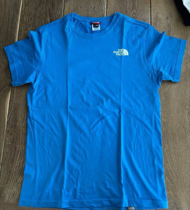 The North Face T-shirt Lichtblauw Maat S met print, Ophalen of Verzenden, Zo goed als nieuw, Maat 46 (S) of kleiner, Blauw