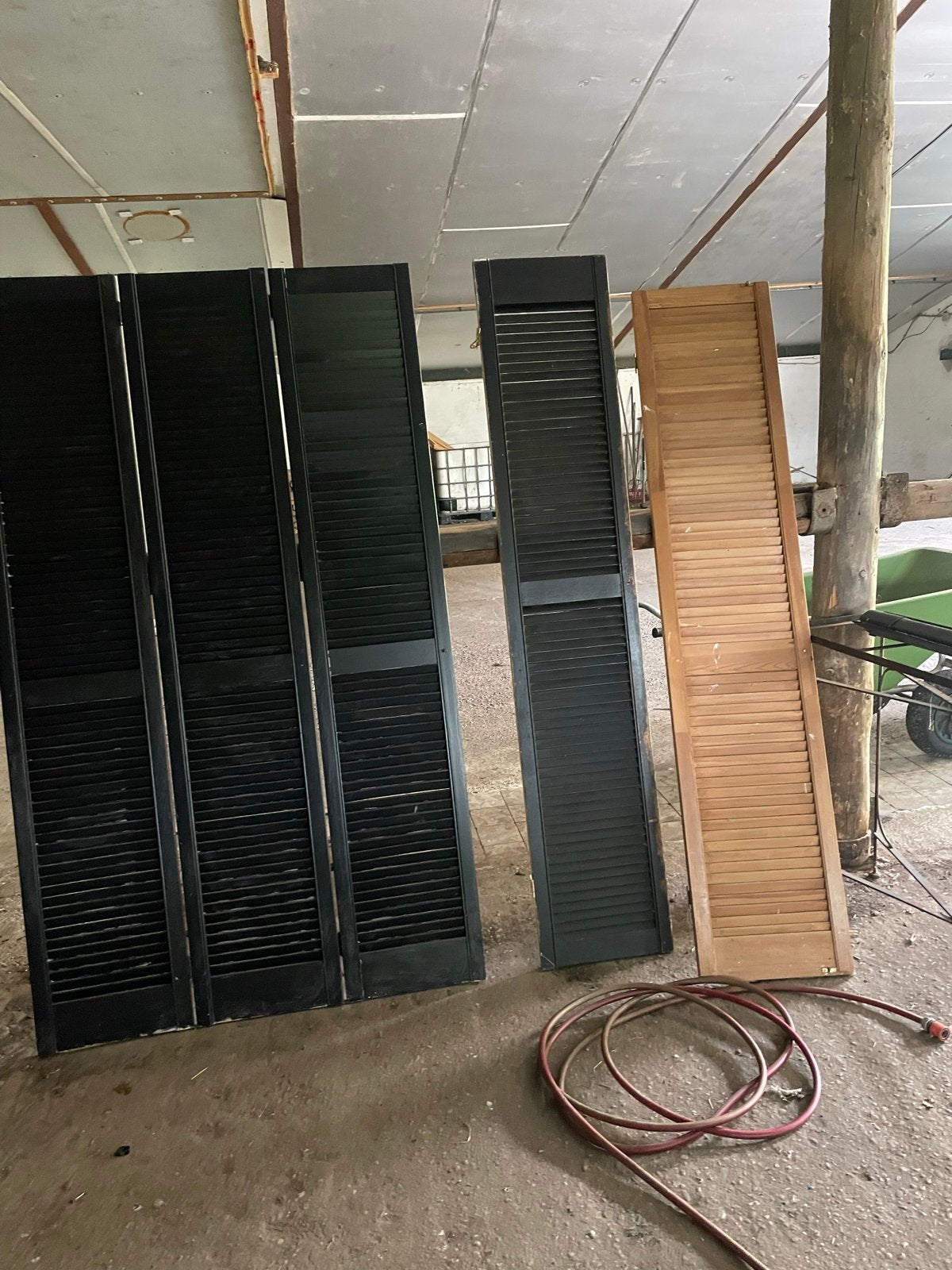 Houten louvredeuren zwart en naturel., Ophalen, Gebruikt, 120 cm of meer, Binnendeur