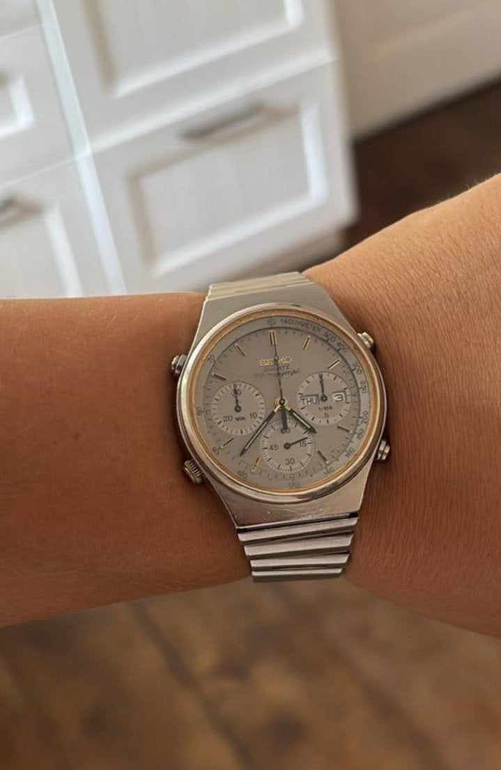 Seiko Quartz Chronograaf 7A38 Vintage chronograph 80’s, Ophalen of Verzenden, Gebruikt