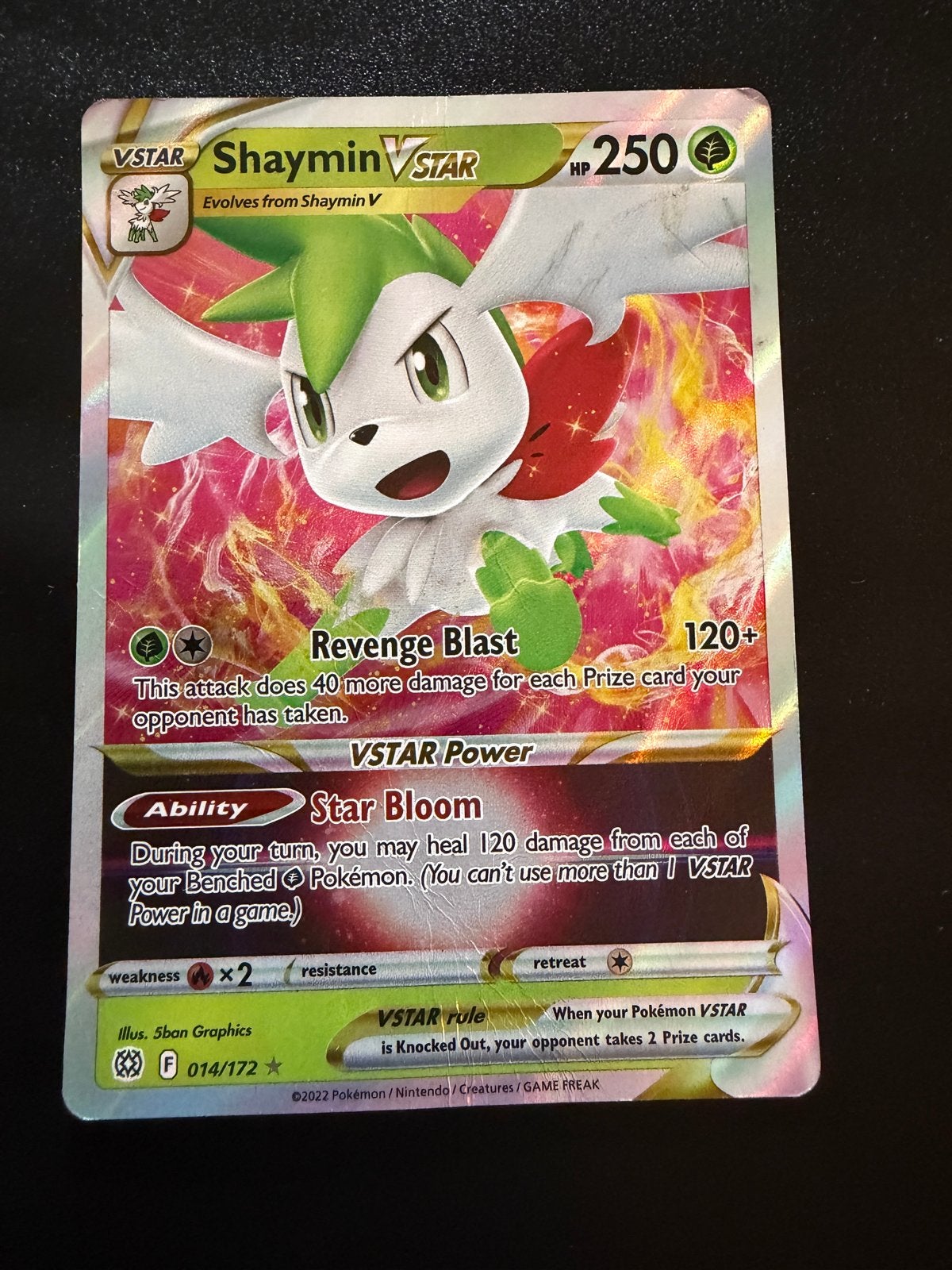 Shaymin VSTAR Pokémon Kaart - Brilliant Stars 014/172, Ophalen of Verzenden, Zo goed als nieuw, Losse kaart