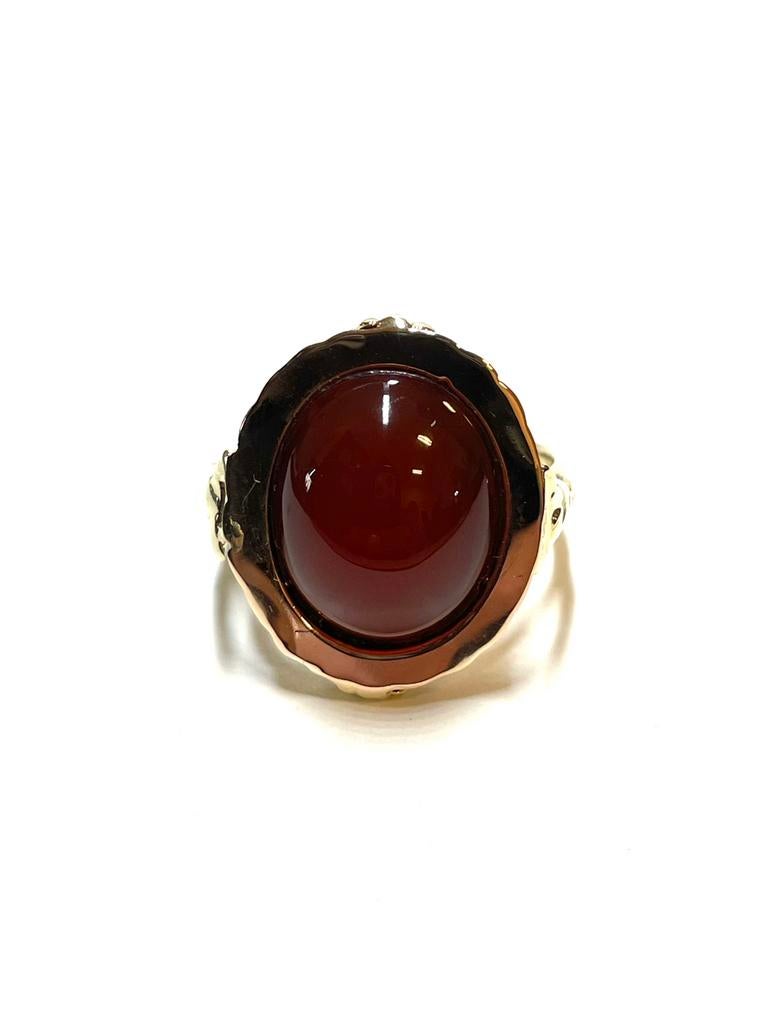 14k gouden ring met een carneool, -, -, Ophalen of Verzenden, Zo goed als nieuw