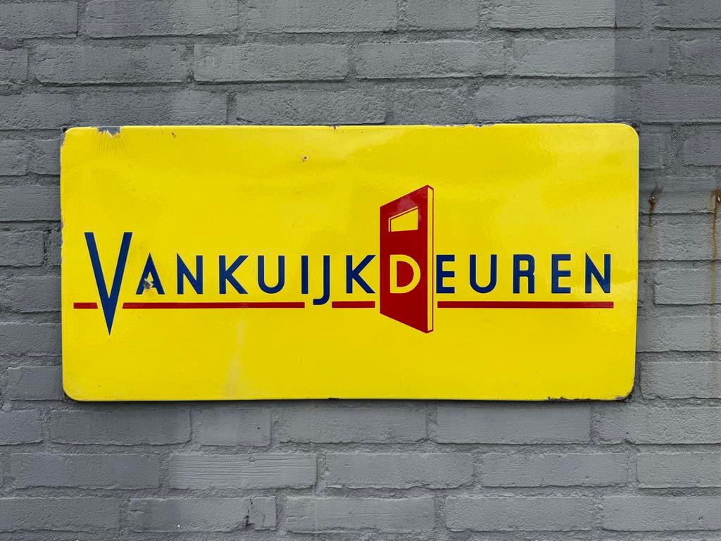 Emaille reclamebord Vankuijk Deuren Tilburg, Ophalen