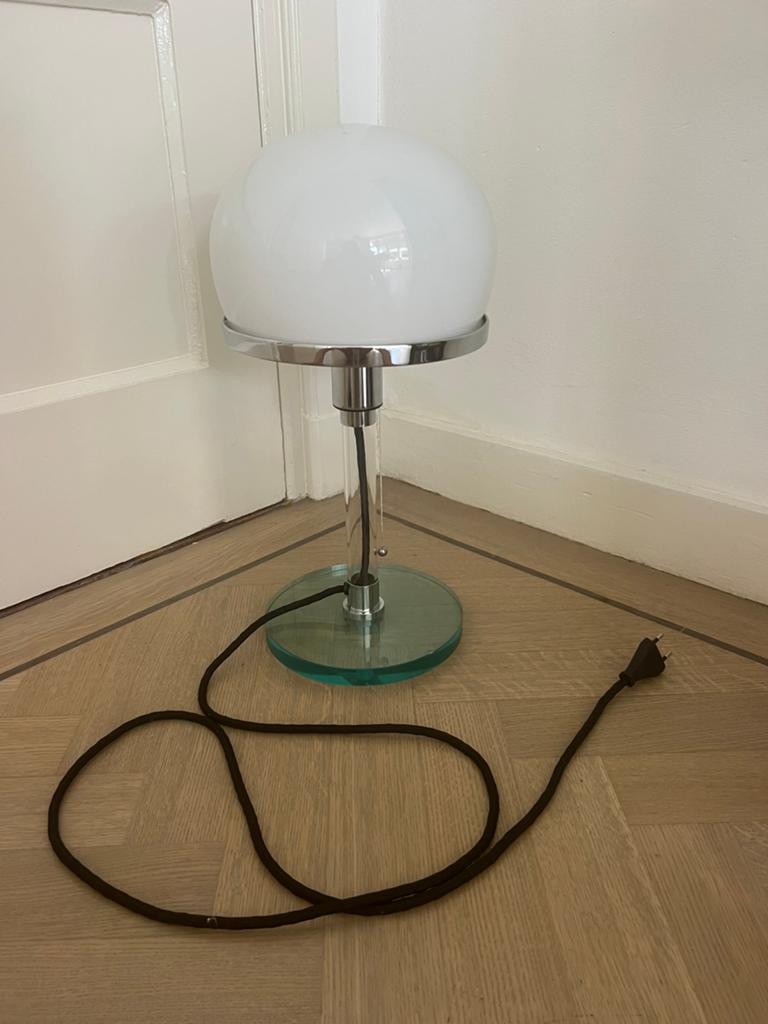 Lamp Spaanse Bauhaus stijl Valentino Metalarte rond 1980, Ophalen, Gebruikt, Spaanse Bauhaus 70-80 er jaren, Glas