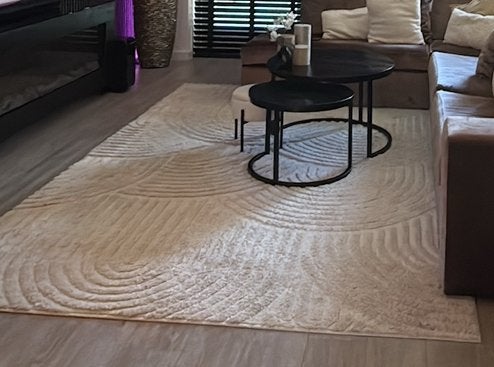 Scandinavisch vloerkleed Japandi - Arc Curve crème - 200x300, Ophalen, Zo goed als nieuw, Crème, Tapijt