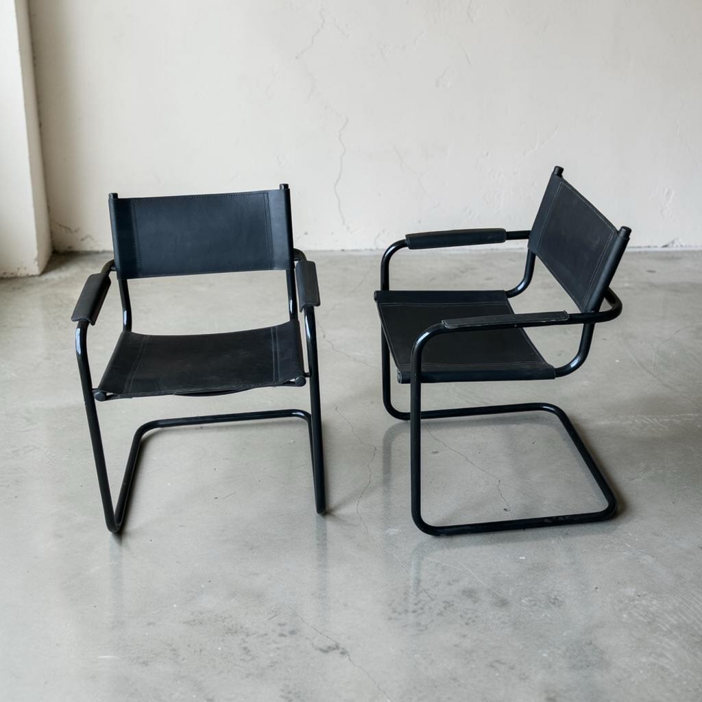 Set van 2 Marcel Breuer B34 Cantilever ,tuigleer fauteuils, Antiek en Kunst, Ophalen