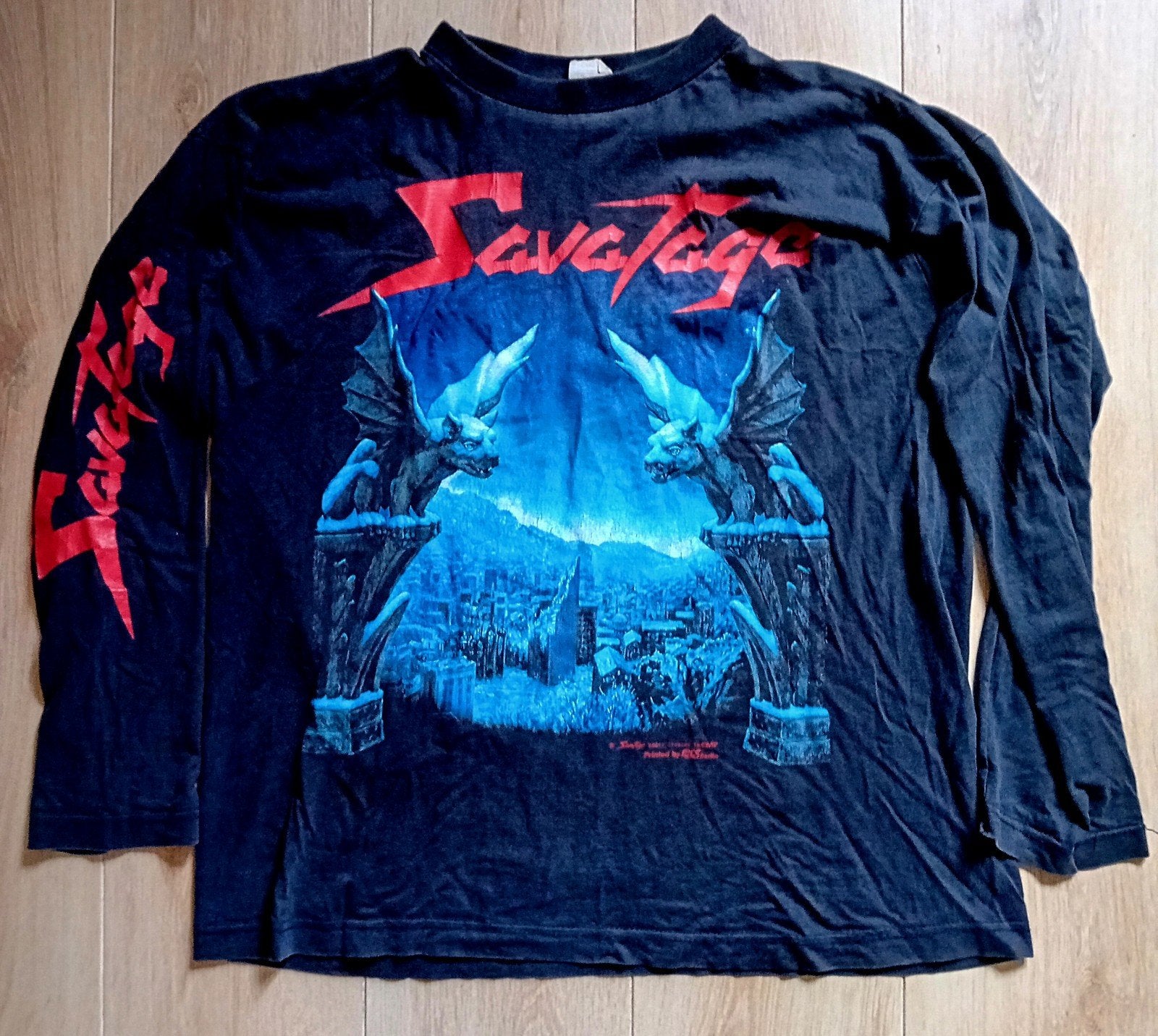 Savatage longsleeve shirt tour band retro hardrock metal, Ophalen of Verzenden, Gedragen, Maat 52/54 (L), Zwart