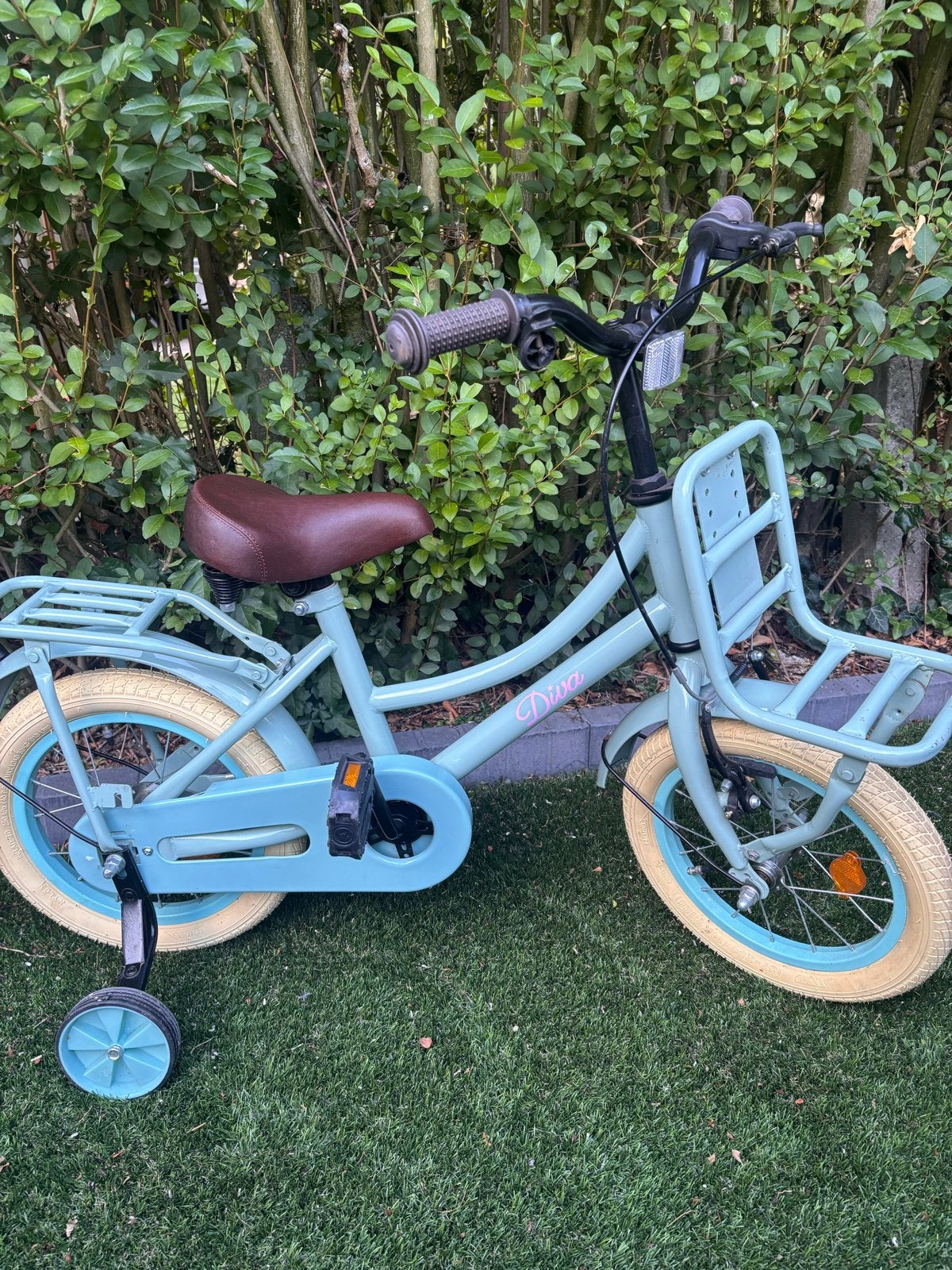 Kinderfiets 12 inch - Diva - Lichtblauw met zijwieltjes, Fietsen en Brommers, Fietsen | Kinderfietsjes, Ophalen, Terugtraprem