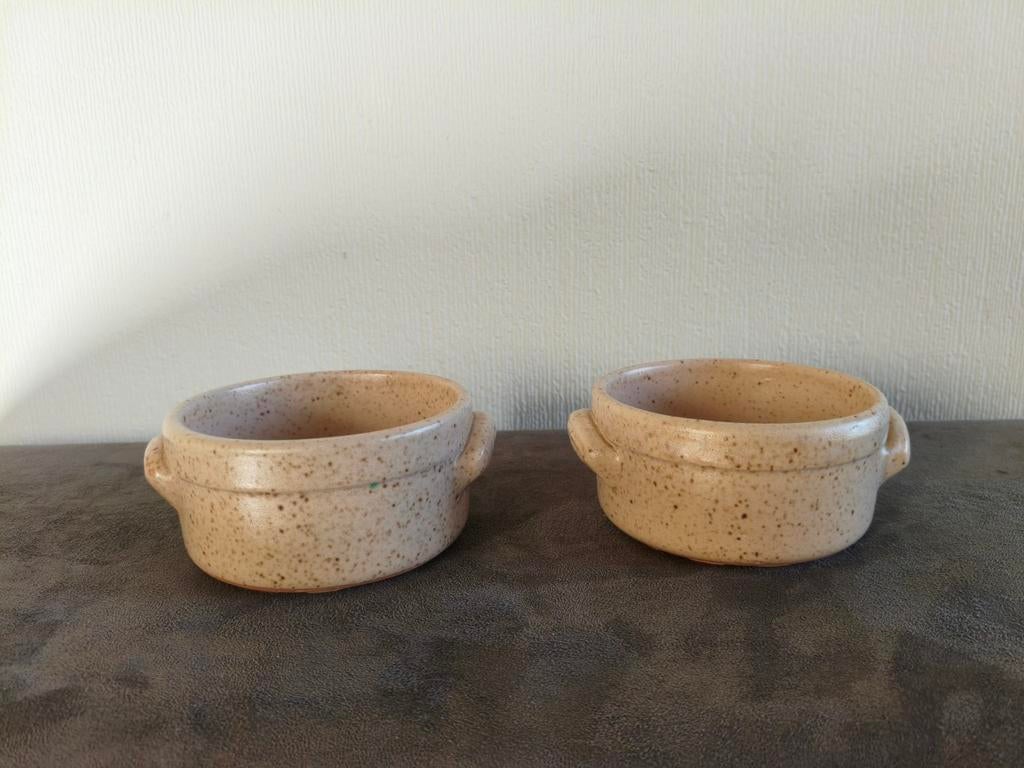 Twee vintage Digoin Gres Spots ovenschaaltjes (ZGAN), Huis en Inrichting, Woonaccessoires | Schalen en Manden, Zo goed als nieuw