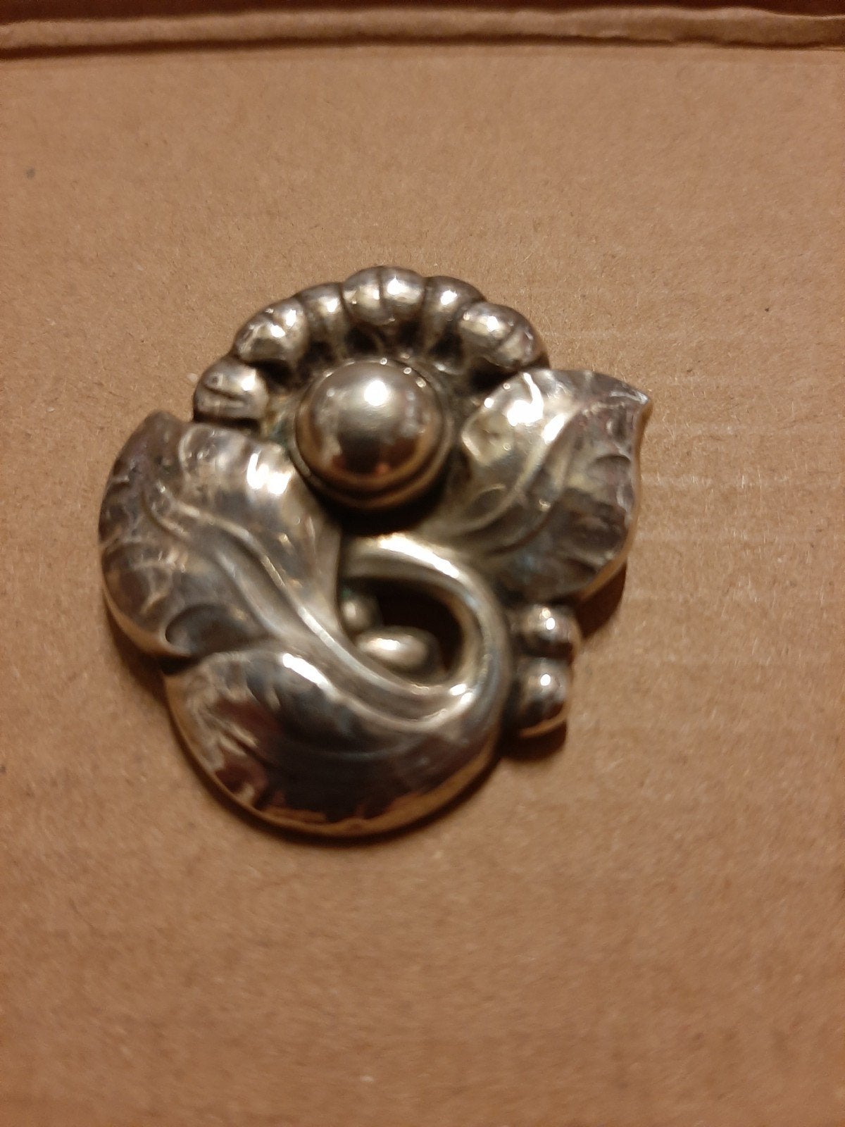 Vintage Zilveren Broche met Art Nouveau Design, Sieraden, Tassen en Uiterlijk, 4 tot 7 cm, Gebruikt, Ophalen of Verzenden, Zilver