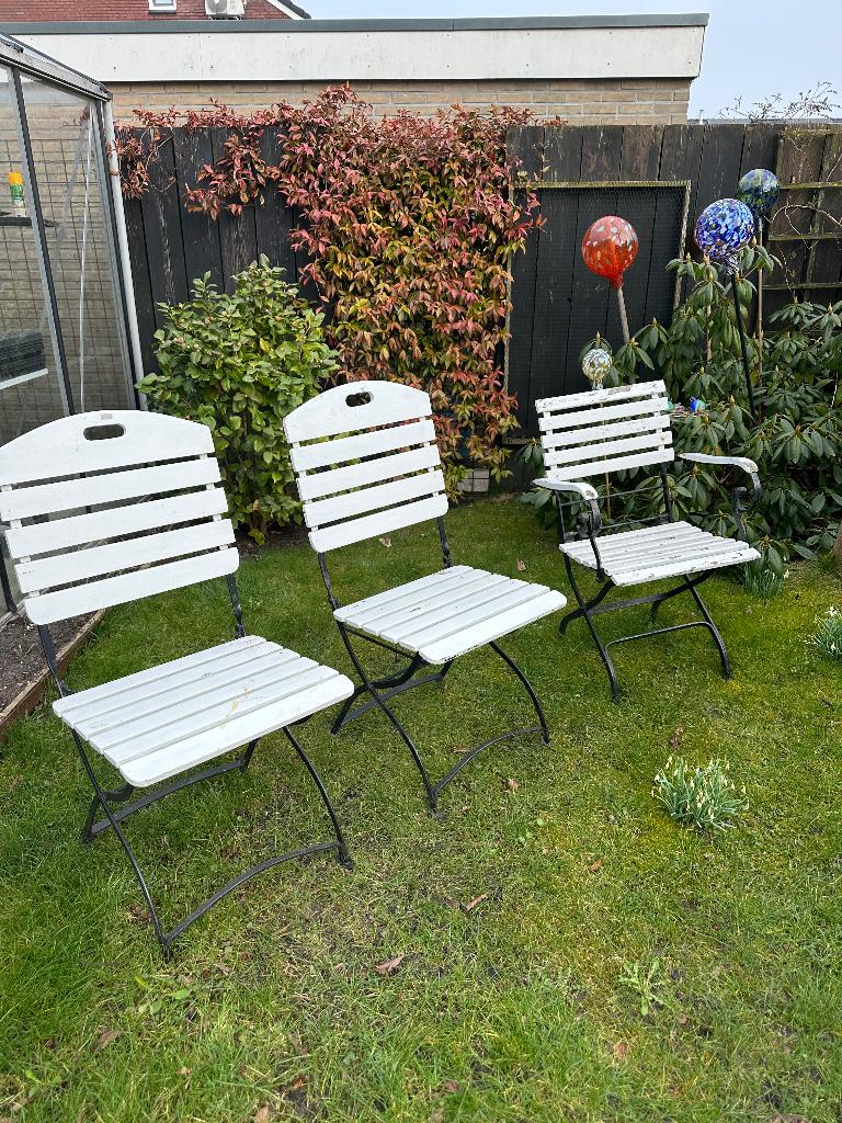 bistrostoelen zware kwaliteit, Tuin en Terras, Tuinstoelen, Ophalen, Gebruikt, Hout, Inklapbaar