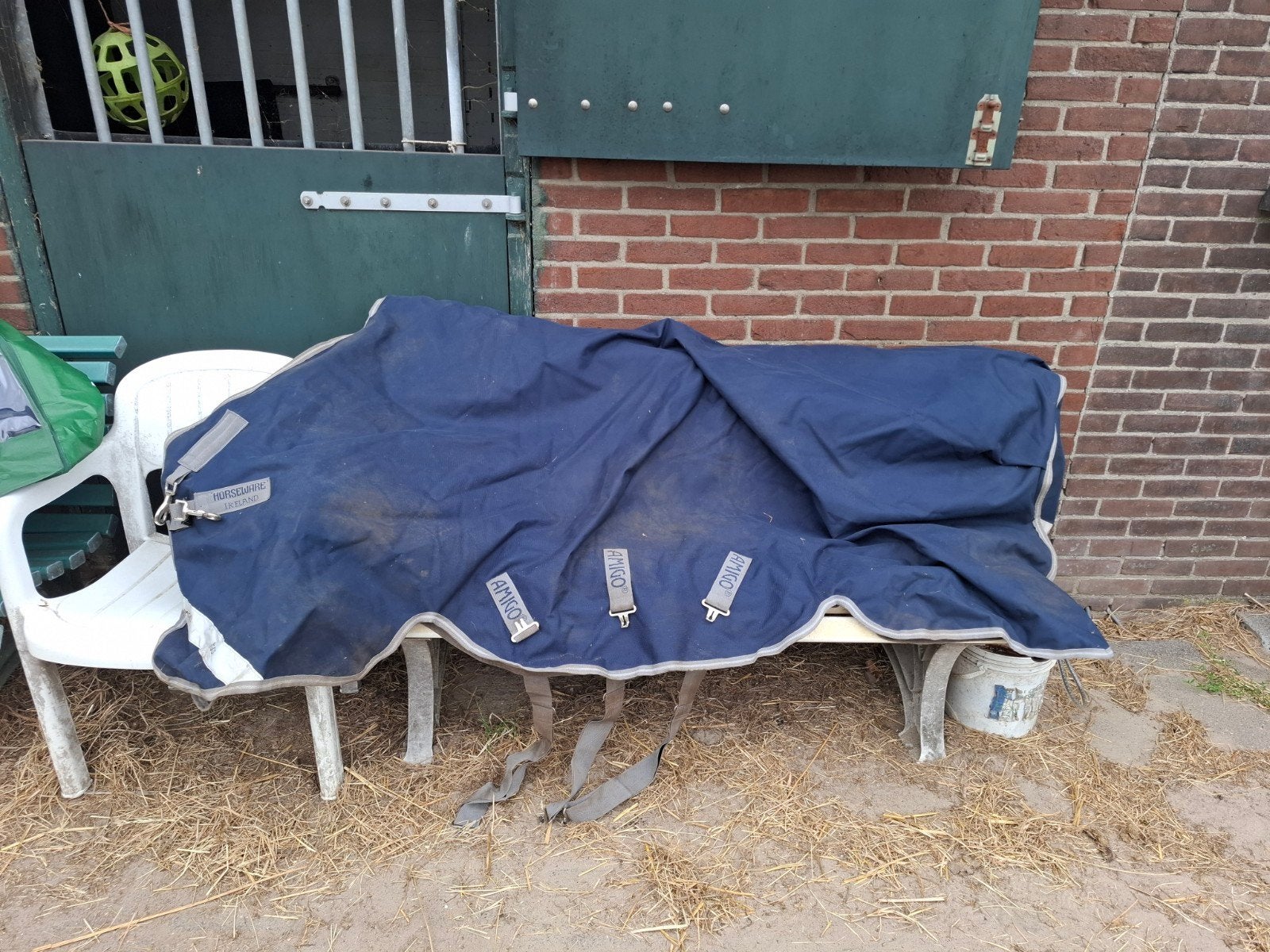 Amigo deken met losse hals 400 gram 160/213 navy zilver, Dieren en Toebehoren, Ophalen of Verzenden, Zo goed als nieuw