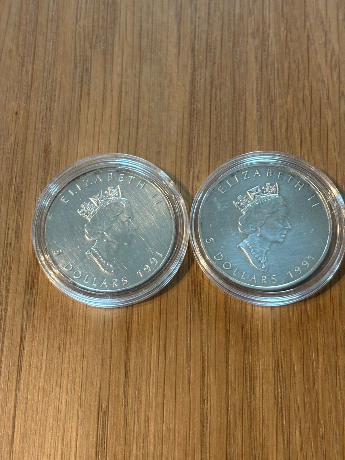 Maple leaf 1991 zilver 1 ounce in capsule, Ophalen of Verzenden, Zilver