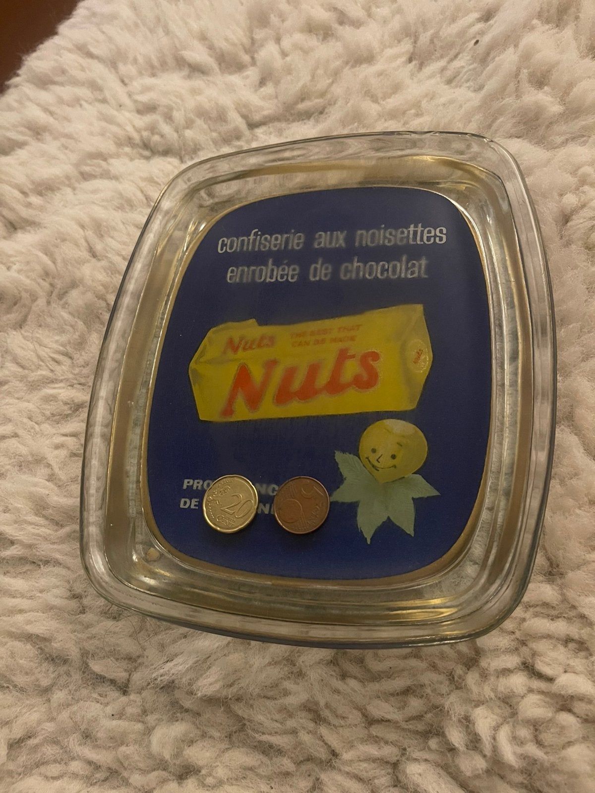 Vintage Glazen Wisselgeldschaaltje NUTS –  Toonbankschaaltje, Ophalen of Verzenden, Gebruikt