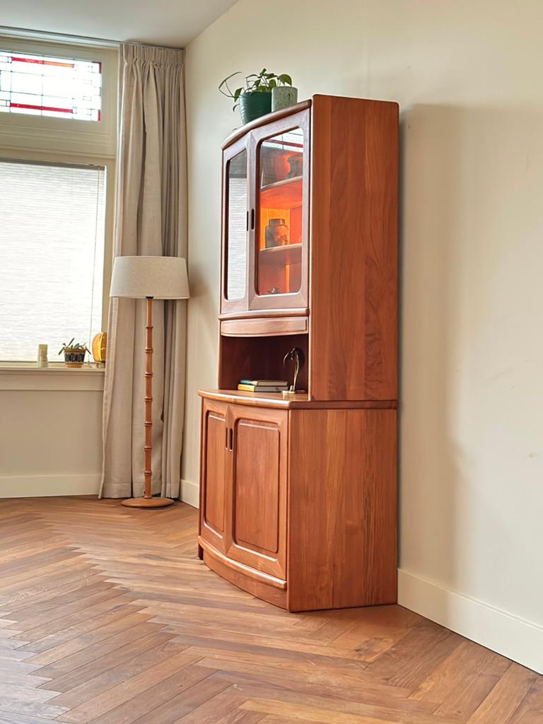 Vintage Dyrlund wandmeubel Deens teak hout jaren 50/60/70, Ophalen, Gebruikt, Met deur(en), Teakhout