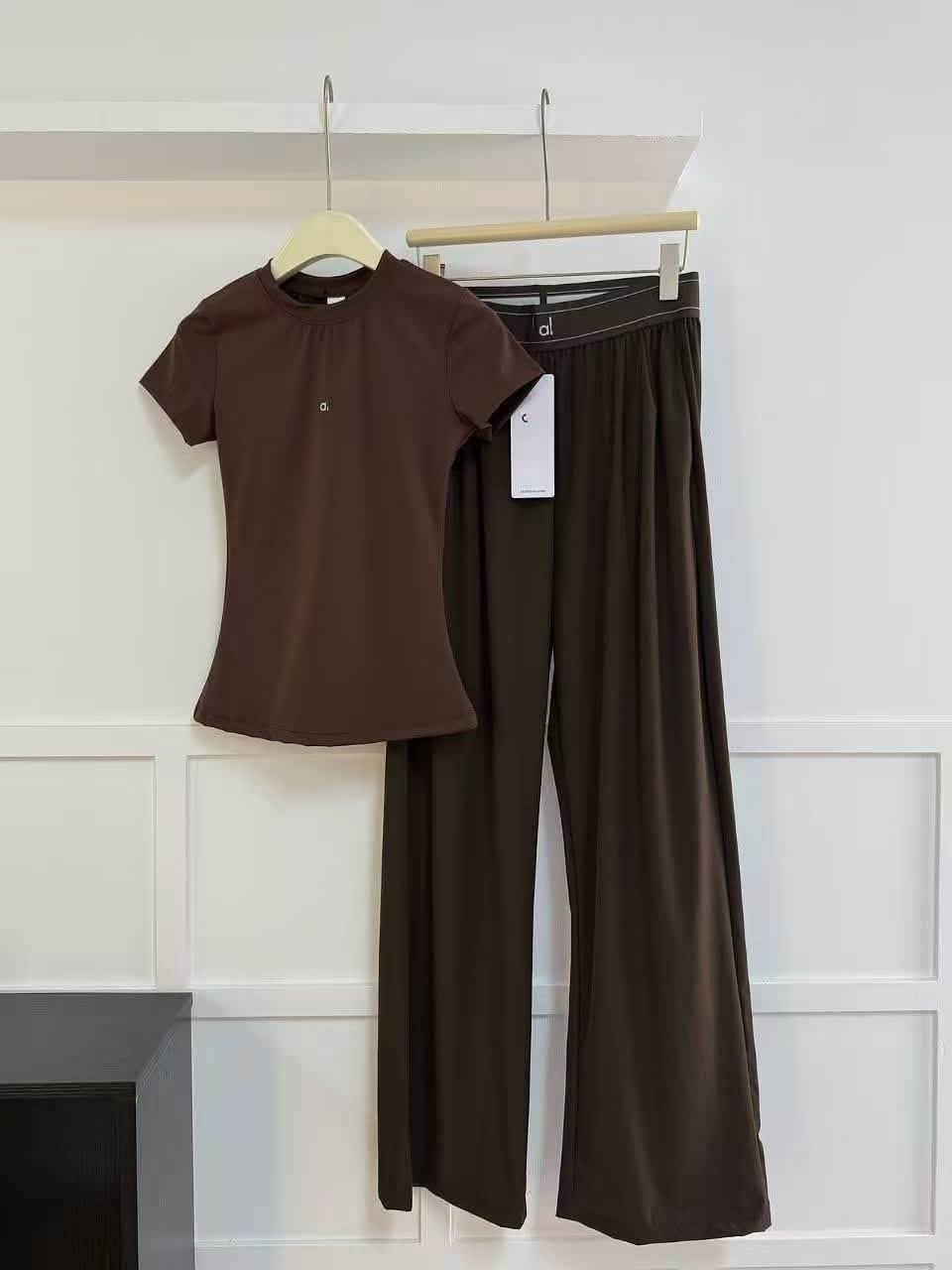 ALO Luxe outfit  Maat L ️🍂🍁, Bruin, Maat 42/44 (L), Ophalen of Verzenden, Korte mouw