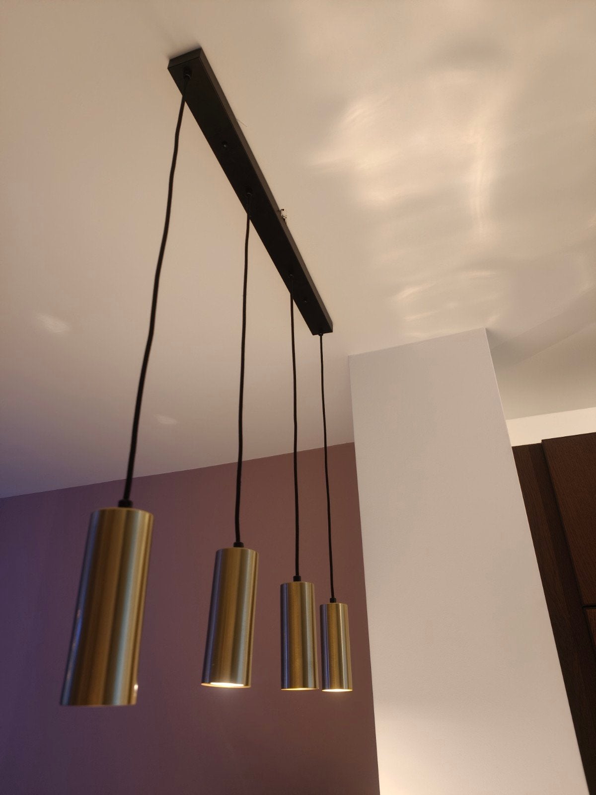 Hanglamp goud/zwart van ijzer met 4 lichtpunten Sklum, Ophalen, Chique, goud, GU10, Zo goed als nieuw