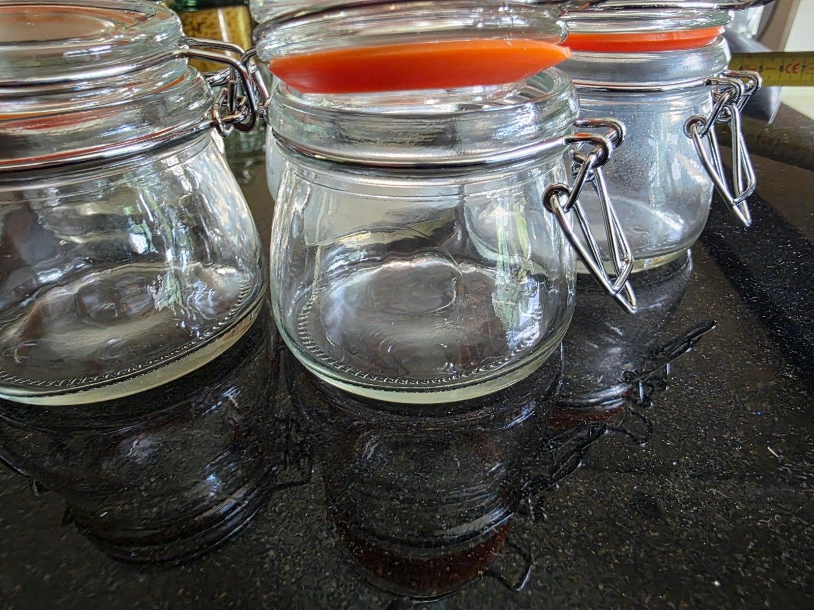 Set van 5 Weckpotten met Beugelsluiting, Ophalen, Glas, Zo goed als nieuw, Voorraadpot