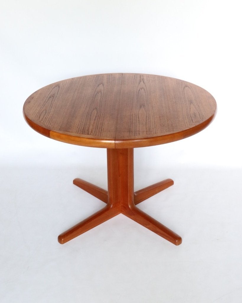 Vintage ronde uitschuifbare Deense eettafel teak, Huis en Inrichting, Tafels | Eettafels, Ophalen, Scandinavisch design, Gebruikt