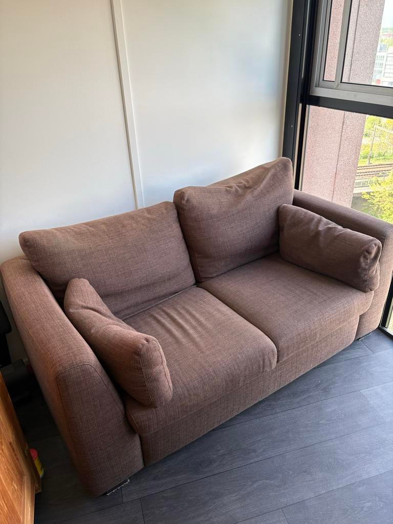 Bank tweezits bruin gemêleerd, Ophalen, 150 tot 200 cm, Tweepersoons, 75 tot 100 cm