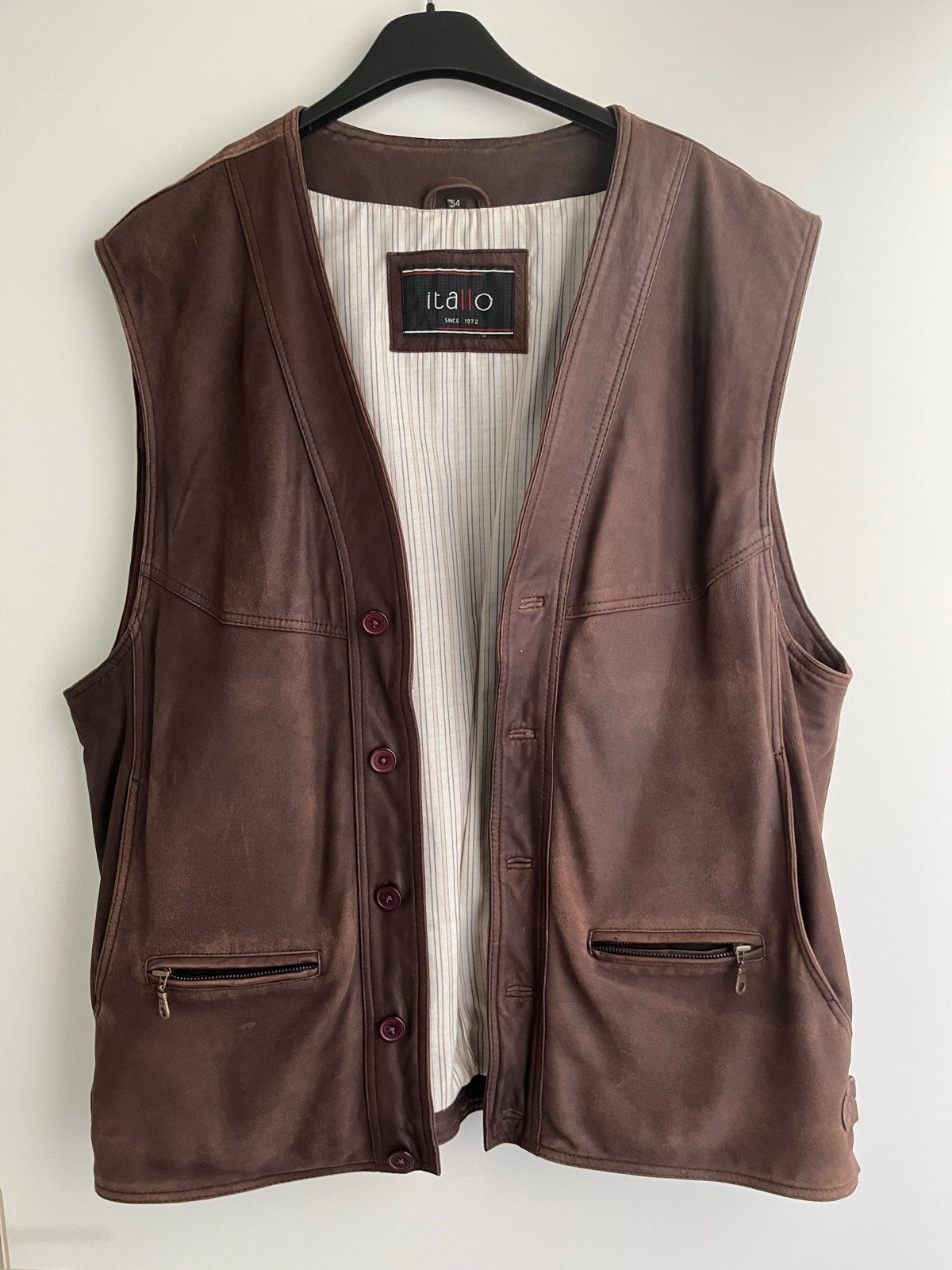Italo Leren Gilet/Bodywarmer - Bruin, Kleding | Heren, Ophalen of Verzenden, Gedragen