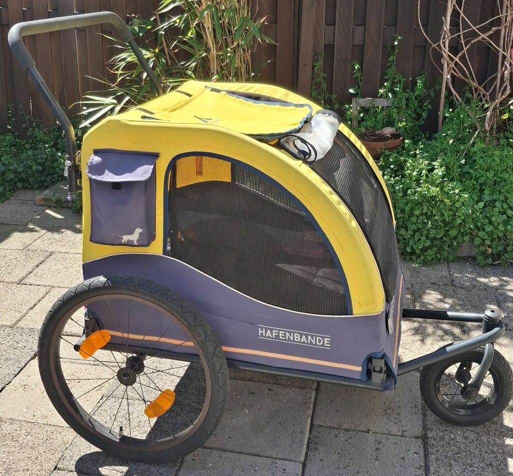 Honden fietskar en loopkar 2-in-1, Fietsen en Brommers, Gebruikt, Opvouwbaar, Ophalen of Verzenden, Hondenkar