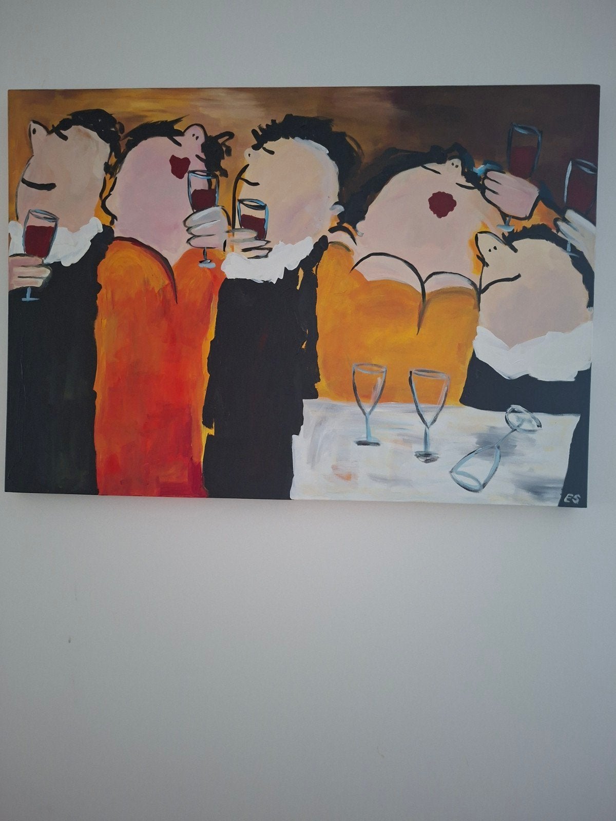 schilderij van Esther Gemser, Ophalen, Gesigneerd, Acrylverf