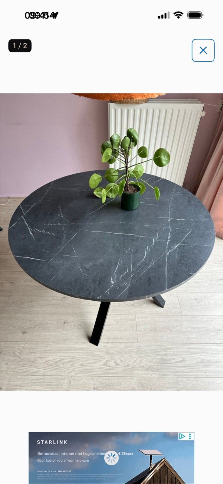 Marmerlook tafel, Ophalen, Zo goed als nieuw, Rond, Ikea