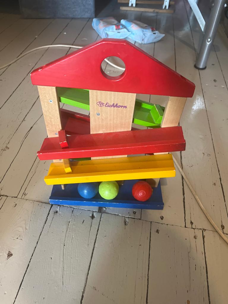 Eichhorn Houten Ballenbaan met 3 Ballen, Ophalen of Verzenden, Zo goed als nieuw, Speelset